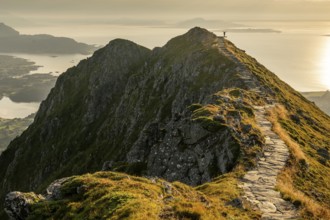 Hikers on the Rørsethornet stone staircase, with 3292 steps one of the longest continuous stone