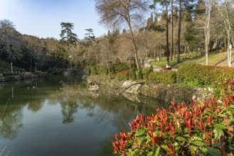 Lake in Yildiz Park in Besiktas, Istanbul, Turkey