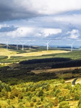Wind Farm from a drone, Roxburghshire, Roxburgh, Southern Uplands, Scotland, UK