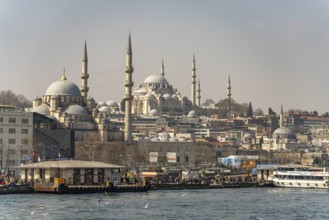 The New Mosque Yeni Cami and the Süleymaniye Mosque in Eminönü, Istanbul, Turkey
