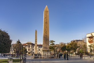 The Ancient Egyptian Obelisk of Theodosius or Obelisk of Istanbul and the Column of Constantine or
