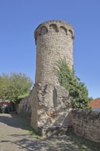 Historic defence defence tower built in the 14th century, town wall, town fortification, Wiesloch,