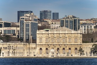 The Dolmabahçe Palace on the Bosphorus in Istanbul, Turkey