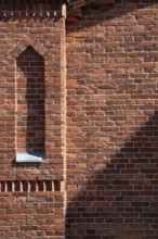 Brick wall, brick, former paper mill for the production of groundwood pulp board, UNESCO World