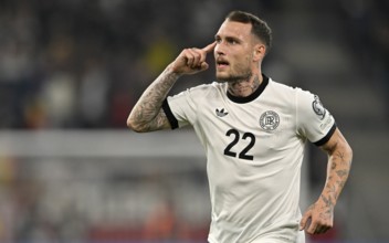 Goal celebration David Raum GER (22) Gesture Gesture World Cup qualifier, international match,