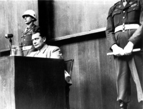 Nuremberg Trial, main war criminal, unusual perspective, Nuremberg 1946, variant J. Chaldej: I