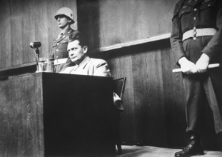 Nuremberg Trials, main war criminals, unusual perspective, only existing photograph taken in the