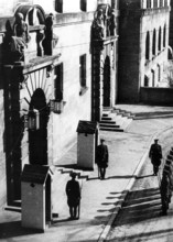 Nuremberg Trials, main war criminals, guards in front of the court building, Nuremberg 1946