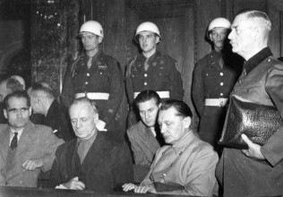 Nuremberg Trials, main war criminals, from right to left: Keitel, Göring, van Ribbentropp, Hess,