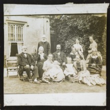 Portrait group photograph three generations prosperous middle-class Victorian Edwardian family,