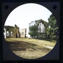 Colorised magic lnatern slide by Poulton of Egglestone Castle, County Durham, England, UK c 1900