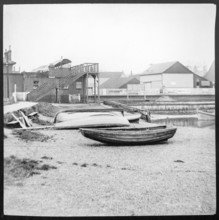 Magic lantern slide of River Deben and railway station Woodbridge, Suffolk, England, UK c 1910 -
