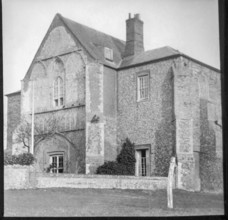 Magic lantern slide of Butley Priory gatehouse building, Butley, Suffolk, England, UK c 1910
