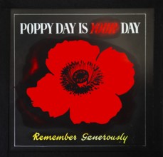 Magic lantern slide used in cinemas for advertising about the Haig's Fund poppy day appeal, UK c
