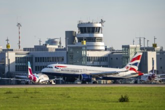 British Airways Airbus A320-251N, landing at Düsseldorf Airport, North Rhine-Westphalia, Germany