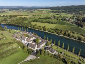 Aerial view of the former convent of the Dominican nuns St Katharinental am Rhein near