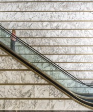 Escalator in the foyer of the Meoclinic, private practices in Friedrichstraße, Berlin, Germany