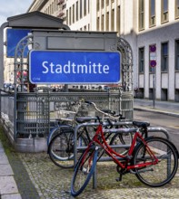 Entrance to Stadtmitte underground station, Berlin, Germany