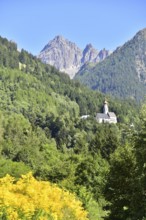 Kaltenbrunn pilgrimage church in Kaunertal, in the background the Gsallkopf (3278 m) in the Ötztal