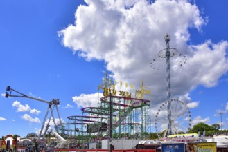 Rides at the Plärrer, the annual folk festival in Augsburg, Schwabven, Bavaria, Germany