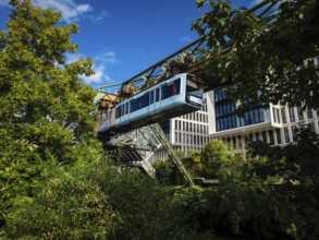 The Wuppertal suspension railway at Ohligsmühle station in Elberfeld, Wuppertal, Germany, digitally