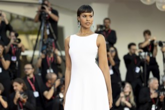 Venice, Italy - 2 September 2025: Sabrina Dhowre Elba during the red carpet of - A house of