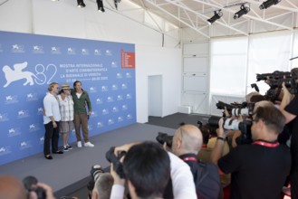 Venice, Italy - 3 September 2025: Olmo Schnabel, Julian Schnabel, Vito Schnabel during the Photo