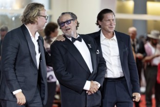 Venice, Italy - 3 September 2025: Olmo Schnabel, Julian Schnabel, Vito Schnabel during the Red