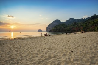 Sandy beach beach and sunset, Charlie Beach, Koh Mook, Trang Province, Southern Thailand, Andaman