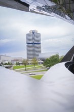 Modern building construction with characteristic design and surrounding landscape, BMW Welt,