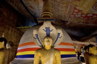 Buddha statues and murals in Dambulla Cave Temple, Dambulla, Sri Lanka