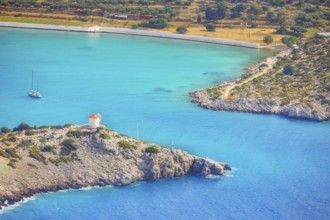 Panormitis bay, high angle view, Panormitis, Symi Island, Dodecanese Islands, Greece
