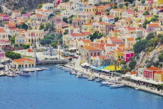 Gialos Harbour, high angle view, Symi Island, Dodecanese Islands, Greece