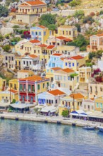 View of Gialos Harbour, Gialos, Symi Island, Dodecanese Islands, Greece