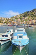 View of Gialos Harbour, Gialos, Symi Island, Dodecanese Islands, Greece