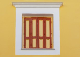 Traditional house window, Gialos, Symi Island, Dodecanese Islands, Greece