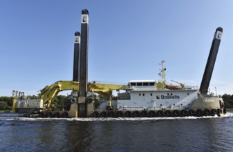 The largest dredger in the world, MAGNON, operates in the Kiel Canal, Kiel Canal,