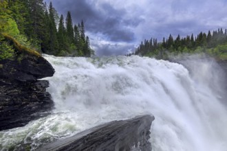 Tännforsen falls in spring near Åre on the Indalsälven River, Sweden's largest waterfall in
