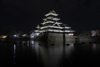 Matsumoto Castle, at night, illuminated, Matsumoto, Nagano Prefecture, Japan