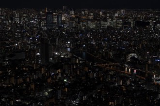 Tokyo skyline at night, from the Skytree Observation Deck, Sumida, Tokyo Prefecture, Tokyo, Japan