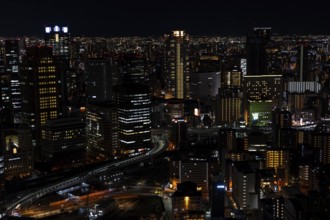Osaka skyline at night, Kita-ku, Osaka, Osaka Prefecture, Japan