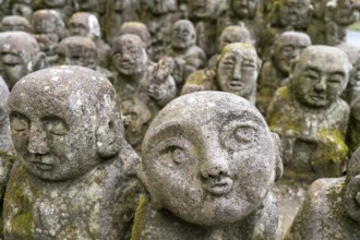 Rakan statues at Otagi Nenbutsuji Temple, stone, moss-covered, Ukyo-ku, Kyoto, Kyoto Prefecture,