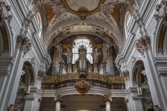 Organ loft, the organ is from 1725, Abbey Church of the Assumption of the Virgin Mary, Rohr, Lower