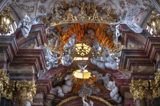 Detail of the chancel with the Assumption of the Virgin Mary, a work by the Asam brothers built