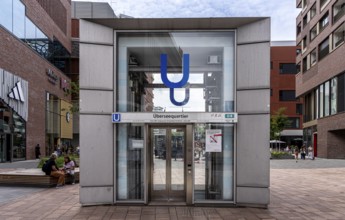 Access to Überseequartier underground station at Westfield Shopping Centre, Hamburg, Germany