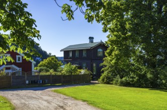 Historic building structures of Gustafsberg, a former spa and bathing resort on the Byfjord in
