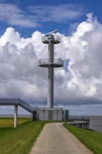 Radar tower, on the North Sea coast near Eemshaven, monitors shipping traffic on the coast,
