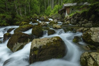 Golling watermill. Traditional mill in an alpine landscape, Golling an der Salzach, Austria