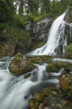 Summer nature experience at the Golling waterfall with lots of water, Golling an der Salzach,