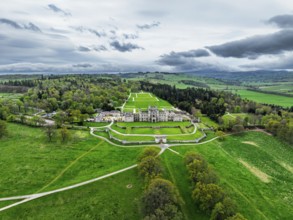 Lowther Castle and Gardens from a drone, Lowther, Cumbria, England, United Kingdom